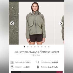 Lululemon Always Effortless Jacket size 2